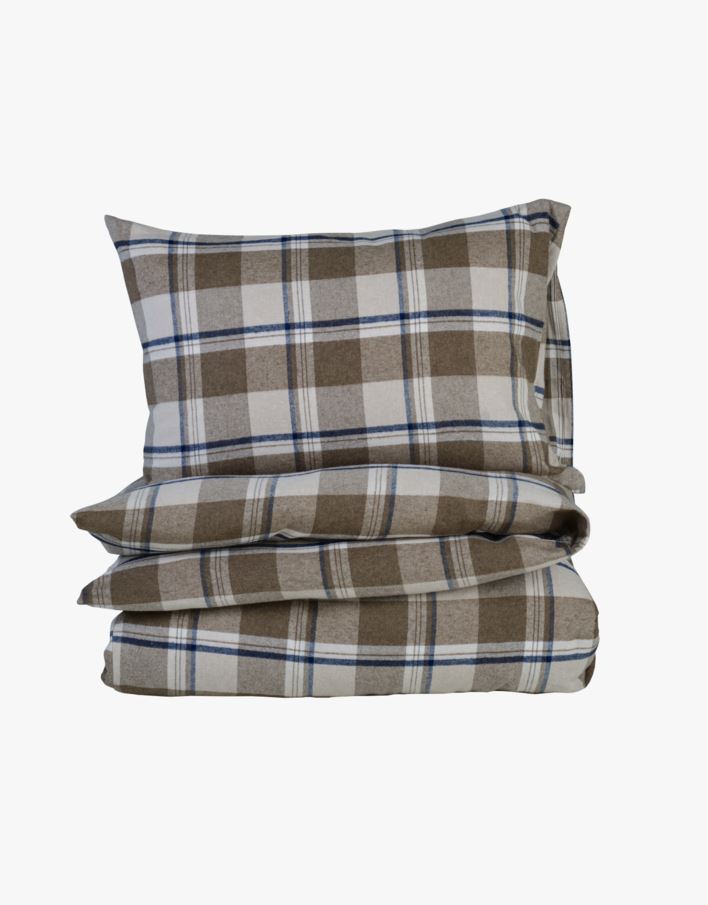 Garnfarget flanell sengesett multi brun - 140x200 cm multi brun - 1