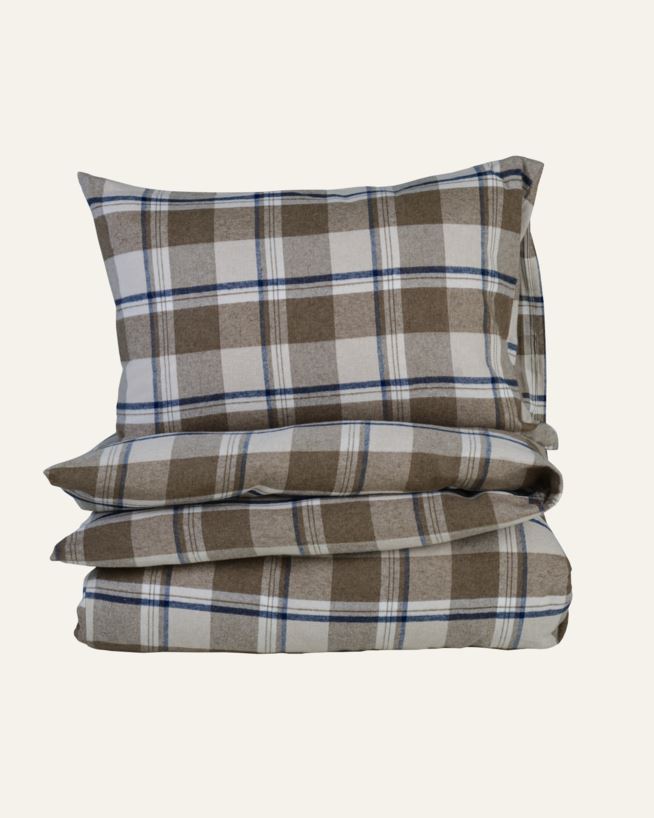 Garnfarget flanell sengesett multi brun - 140x200 cm multi brun - 1