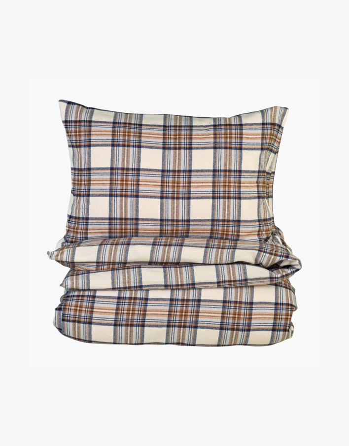 Garnfarget flanell sengesett multi brun - 140x200+50x70 cm multi brun - 1