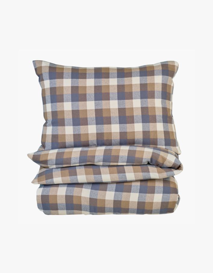 Garnfarget flanell sengesett multi brun - 200x220 cm multi brun - 1