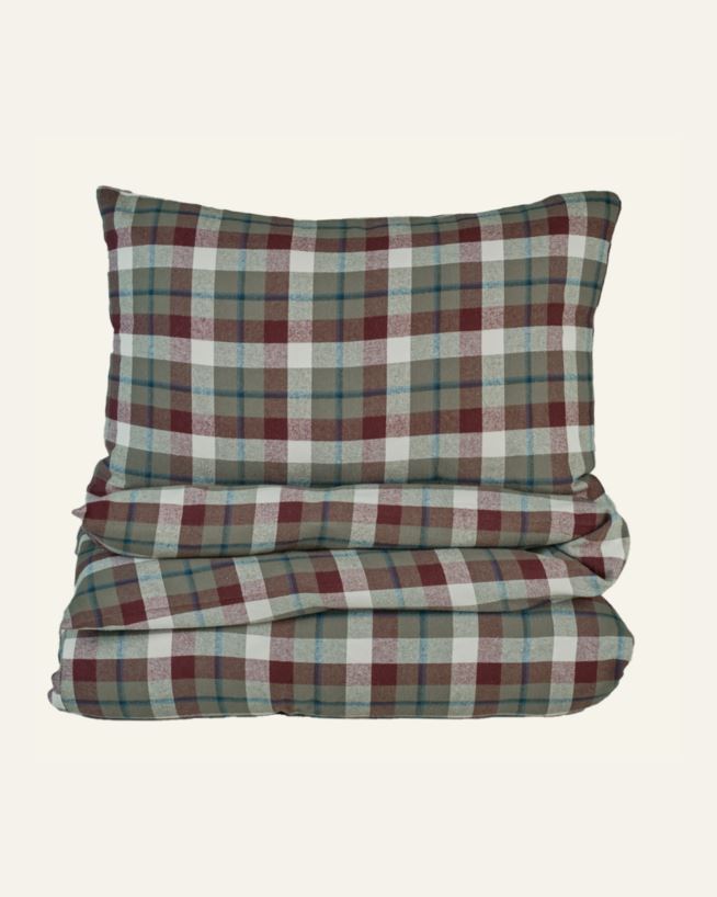 Garnfarget flanell sengesett multi grønn - 140x220 cm multi grønn - 1