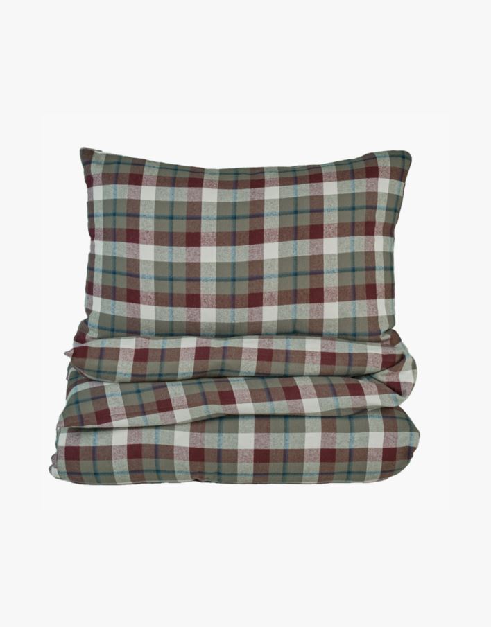 Garnfarget flanell sengesett multi grønn - 140x220 cm multi grønn - 1