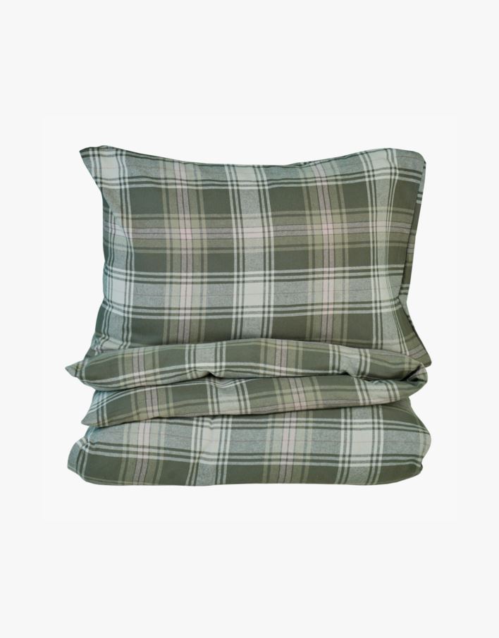 Garnfarget flanell sengesett multi grønn - 140x200+50x70 cm multi grønn - 1