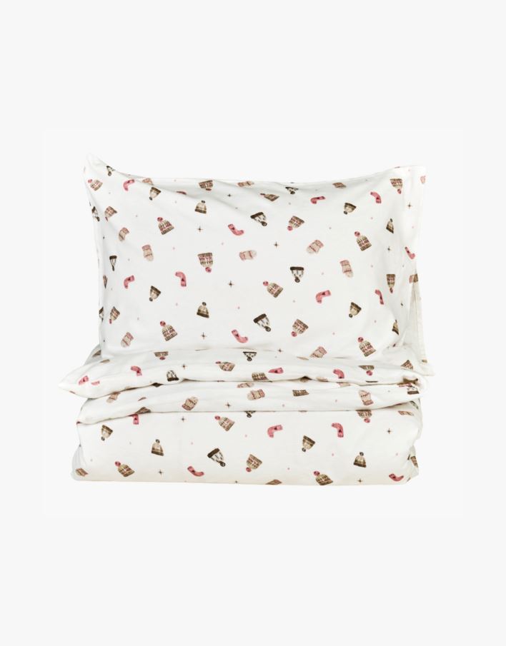 Flanell sengesett multi rosa - 140x220+50x70 cm multi rosa - 1