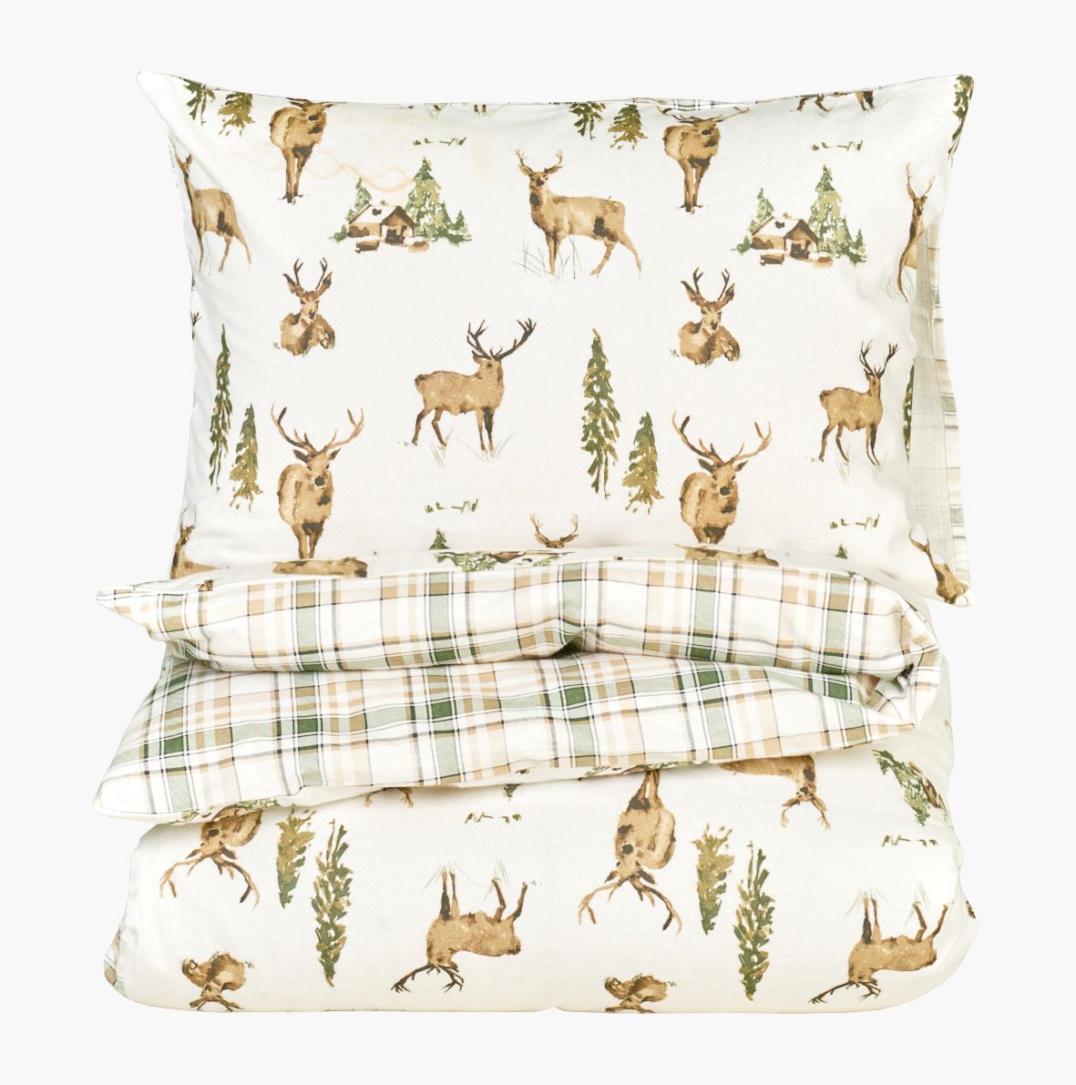 Flanell sengesett              multi grønn - 140x200 cm multi grønn - 1