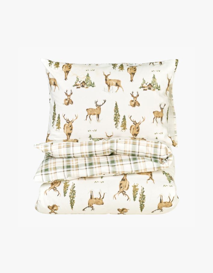 Flanell sengesett multi grønn - 140x200 cm multi grønn - 1