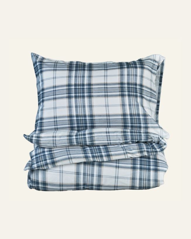 Flanell sengesett blå - 200x220 cm/50x70 cm blå - 1