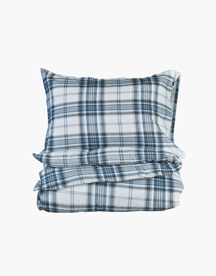 Flanell sengesett blå - 140x200 cm blå - 1