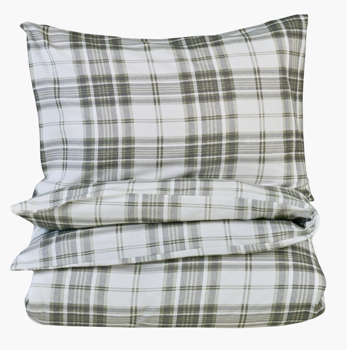 Flanell sengesett              olivengrønn - 140x200 cm olivengrønn - 1