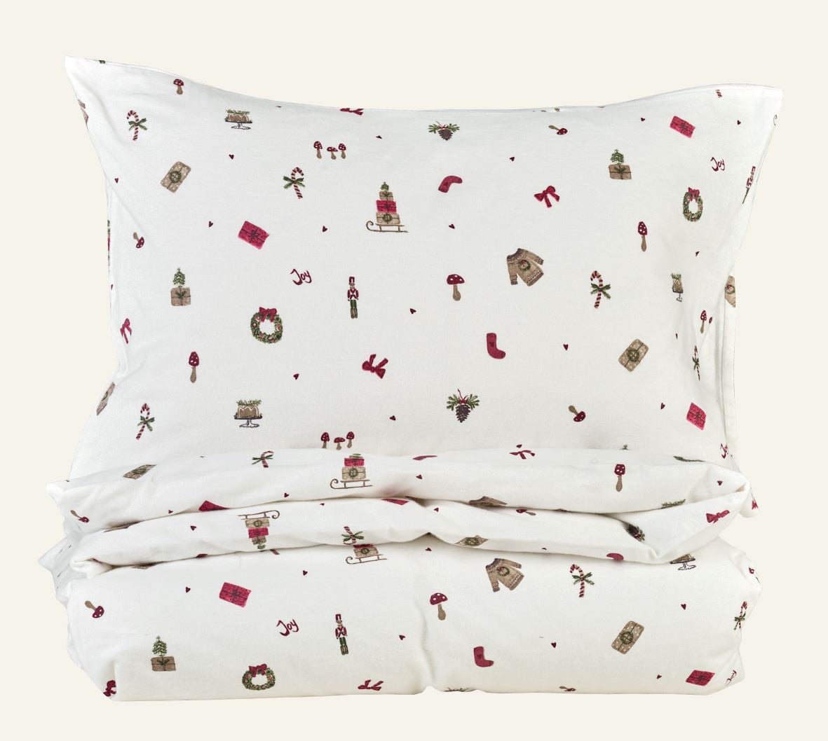 Christmas Heart flanell sengesett multi rød