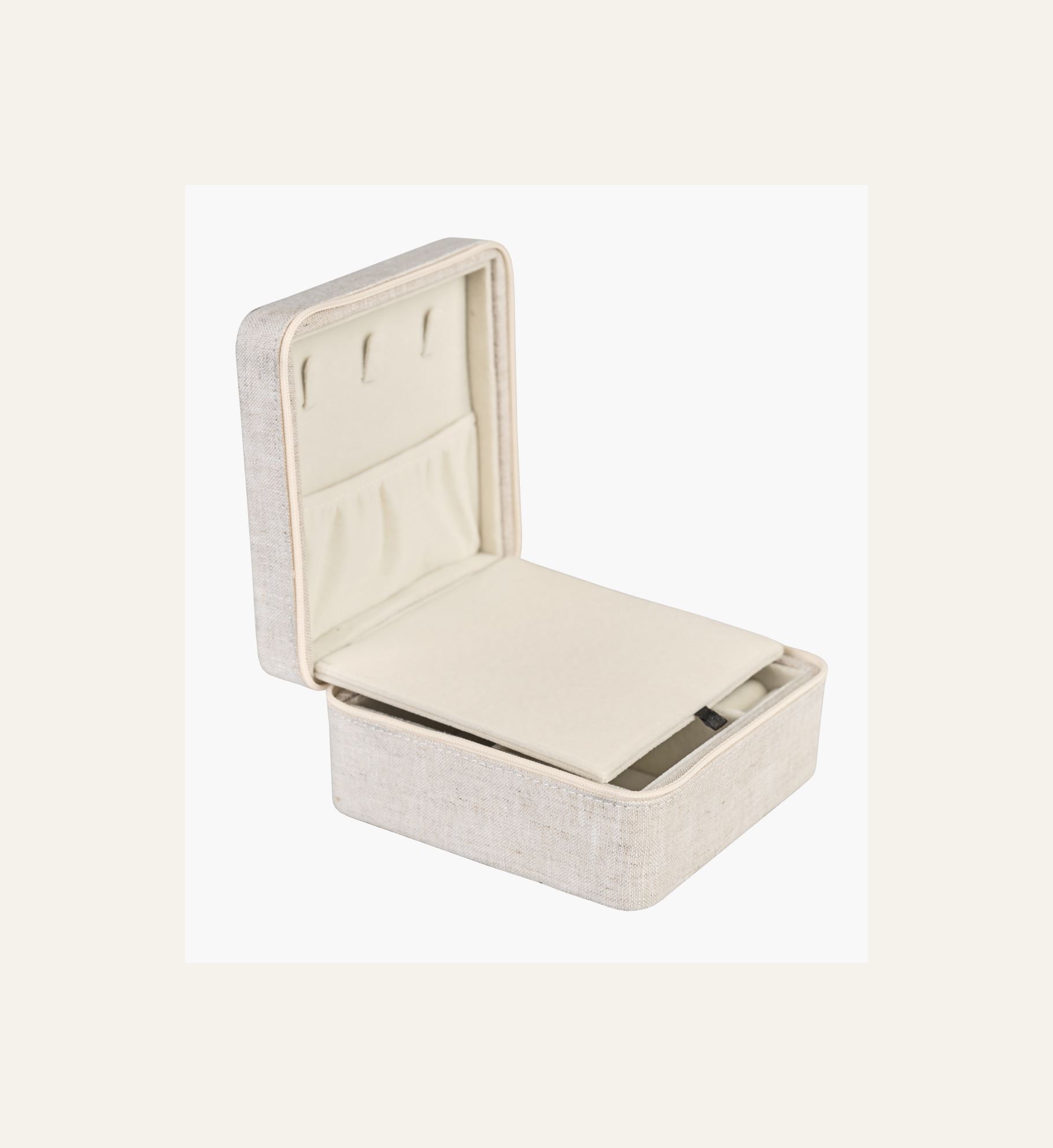 Smykkeskrin m/glidelås natur - 5