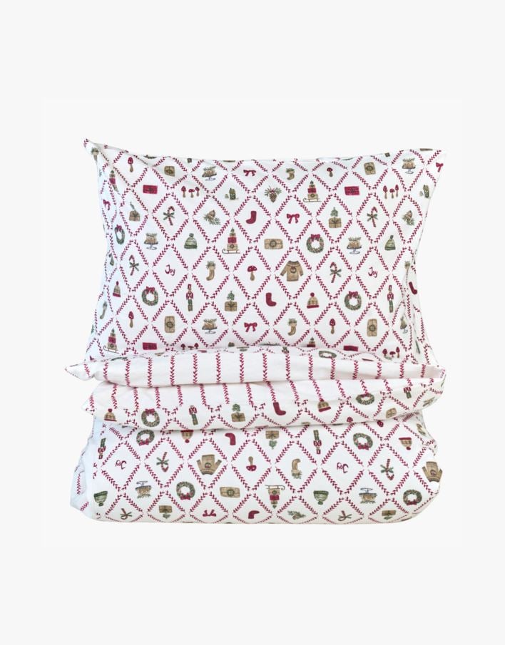 Flanell sengesett multi rød - 140x200 cm multi rød - 1