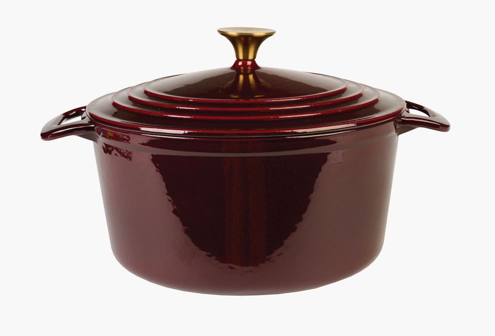 Støpejernsgryte rund mørk rød - 4300ml mørk rød - 1