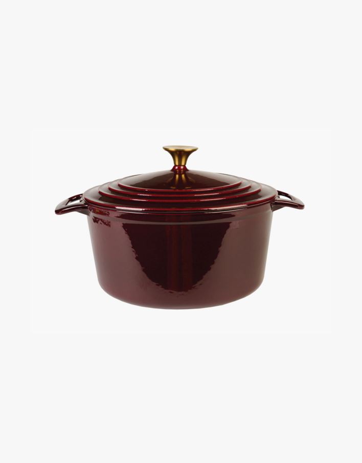 Støpejernsgryte rund mørk rød - 4300ml mørk rød - 1
