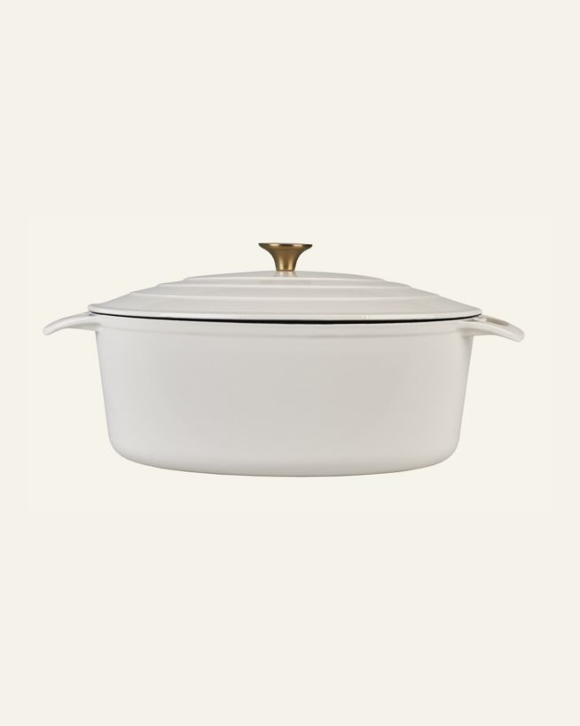 Støpejernsgryte oval krem - 5800ml krem - 1