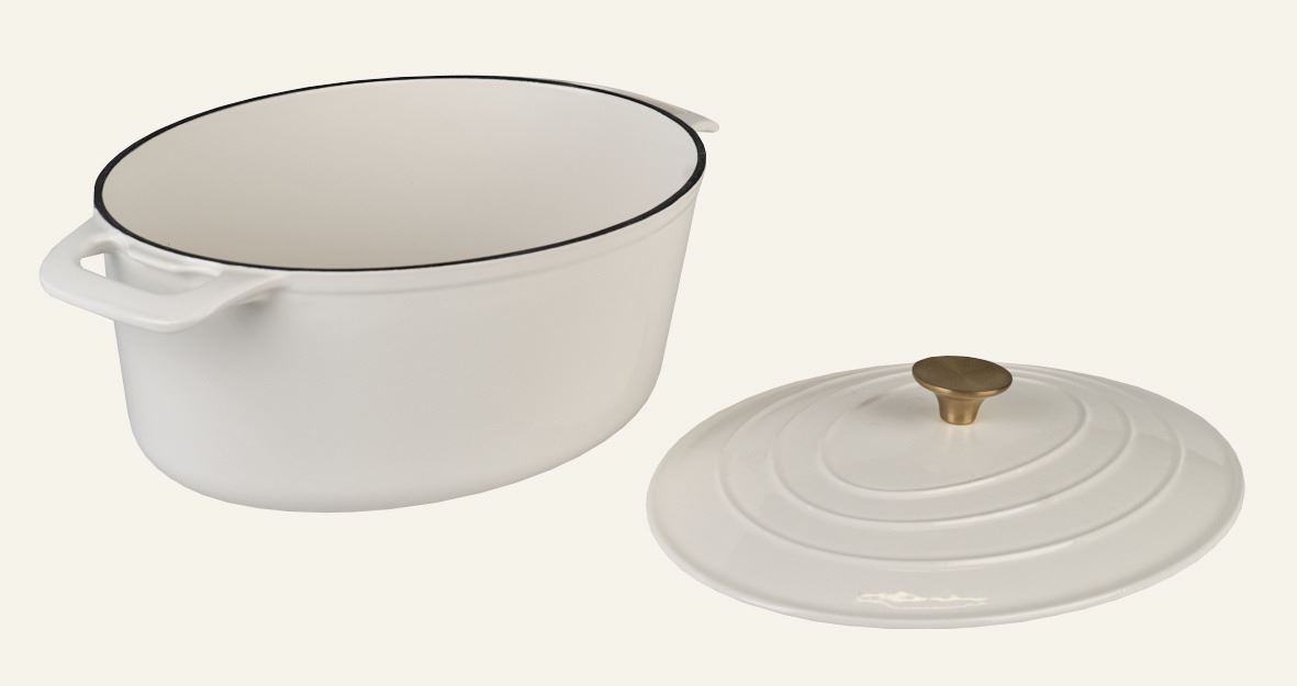 Støpejernsgryte oval krem - 5