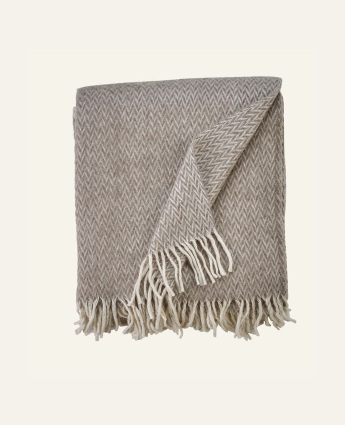 Ullpledd taupe - 190x200 cm taupe - 1