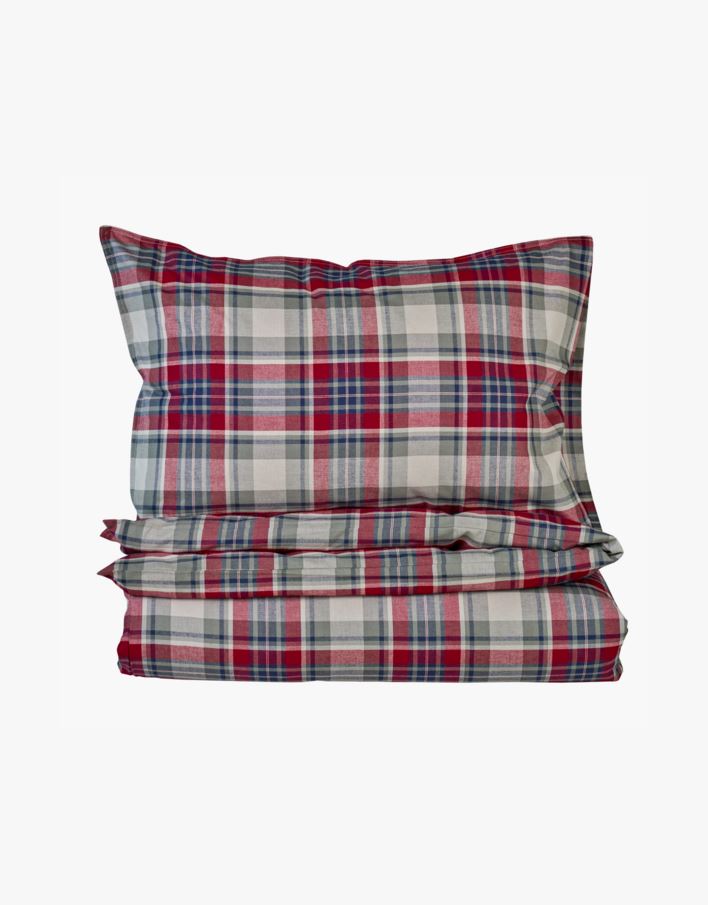 Garnfarget bomull sengesett multi rød - 140x220 cm multi rød - 1