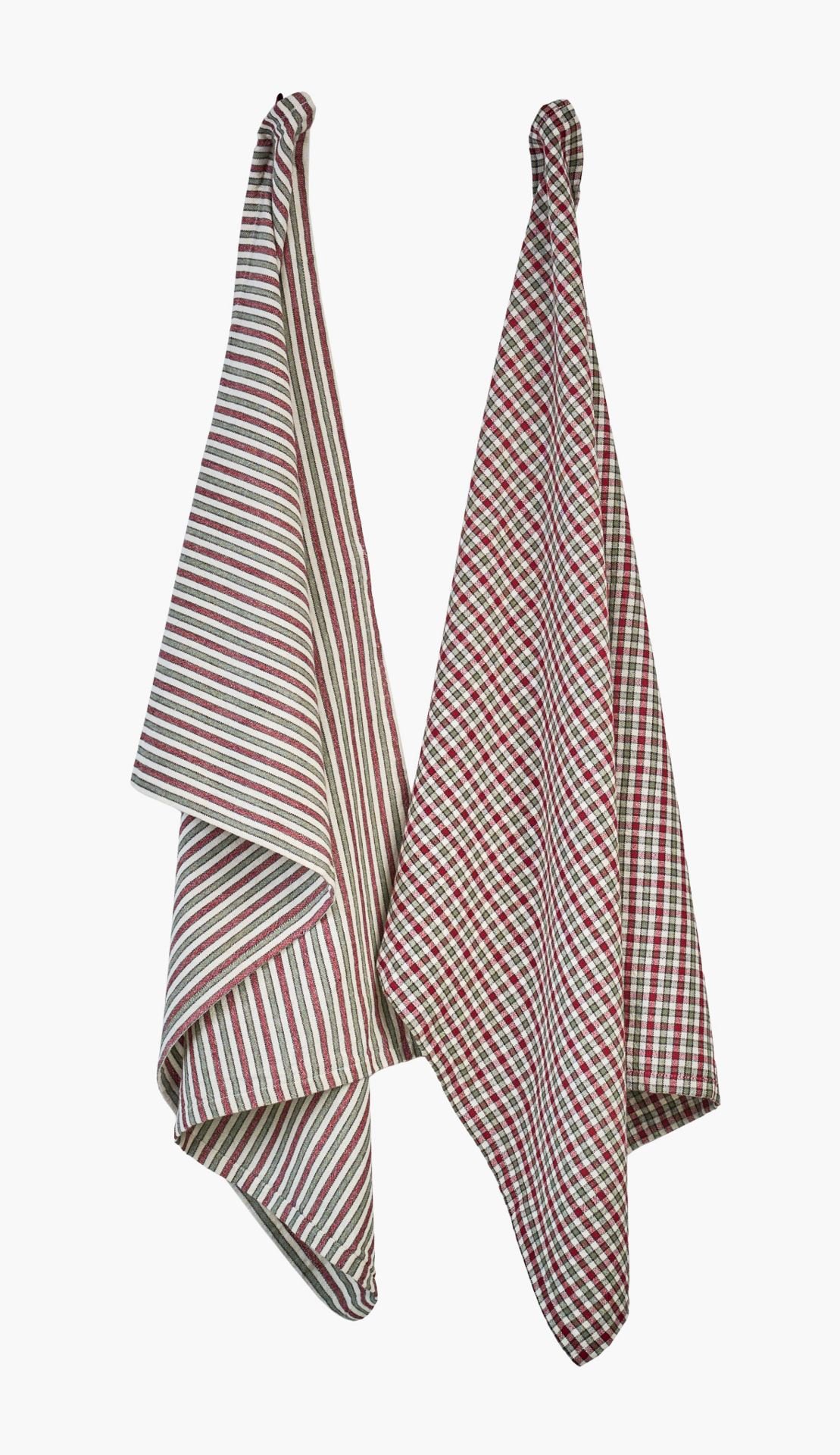 2pk kjøkkenhåndkle rød - 50x70 cm rød - 1