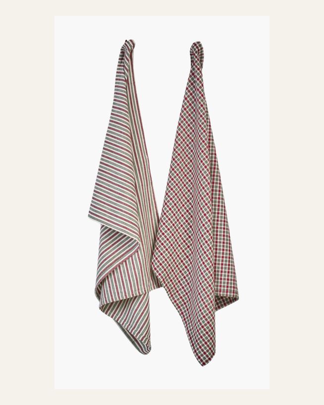 2pk kjøkkenhåndkle rød - 50x70 cm rød - 1