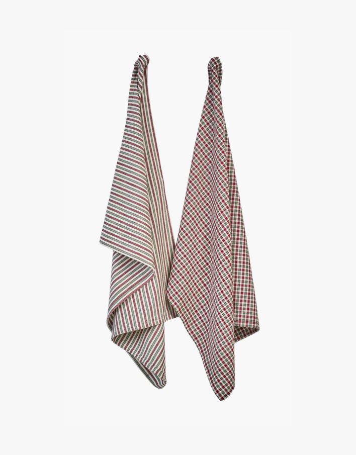 2pk kjøkkenhåndkle rød - 50x70 cm rød - 1