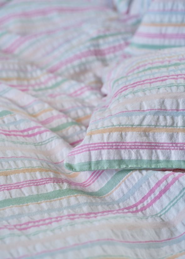 Garnfarget krepp sengesett multi - 2