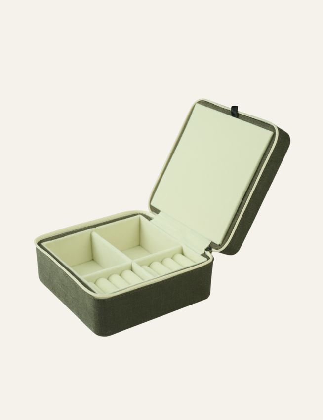 Smykkeskrin m/glidelås olivengrønn - 2