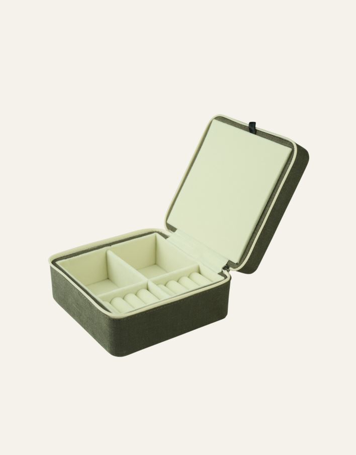 Smykkeskrin m/glidelås olivengrønn - 2