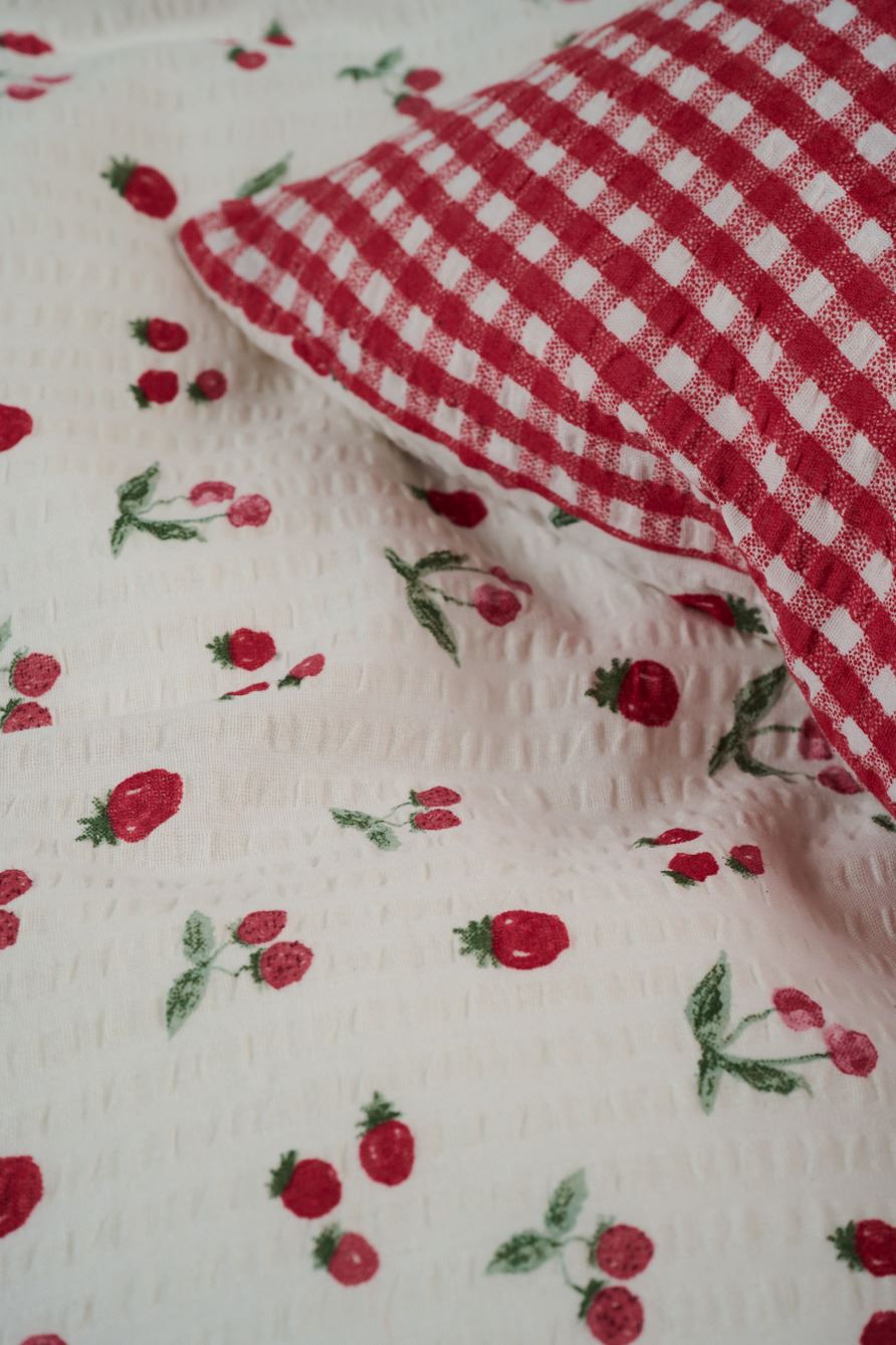 Krepp sengesett rød - 4