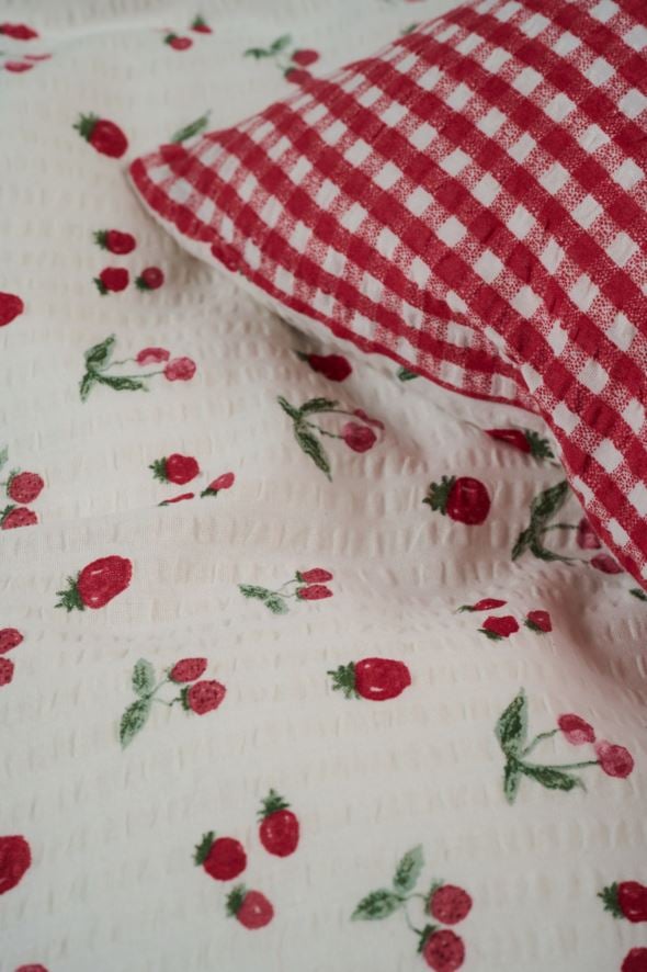 Krepp sengesett rød - 4