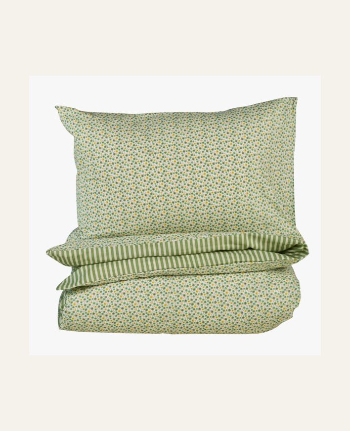 Bomull sengesett multi grønn - 140x200+50x70 cm multi grønn - 1