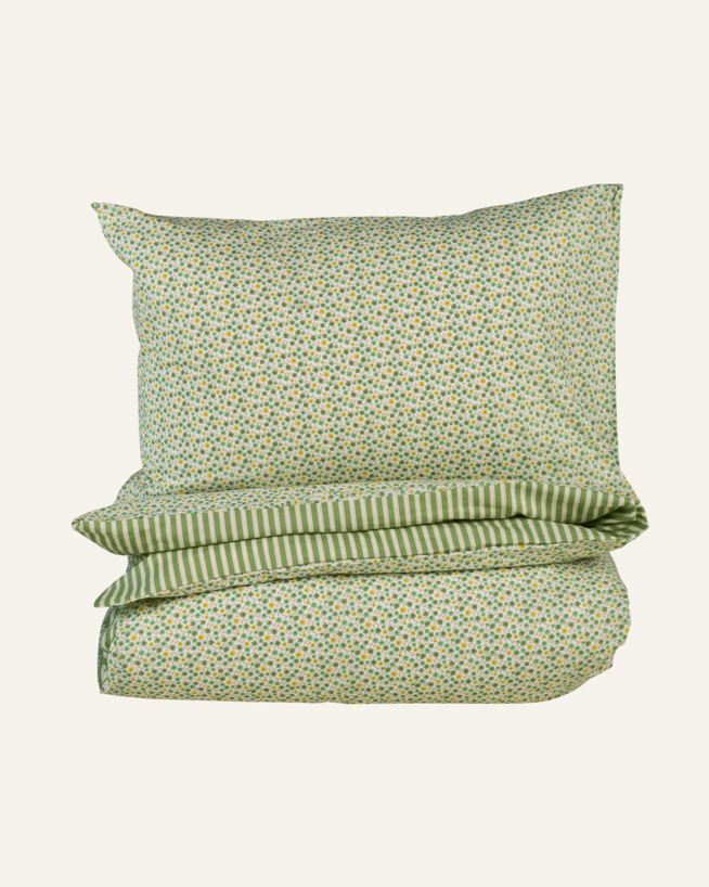 Bomull sengesett multi grønn - 140x200+50x70 cm multi grønn - 1