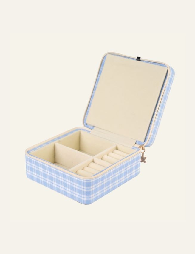Smykkeskrin m/glidelås lys blå - 2