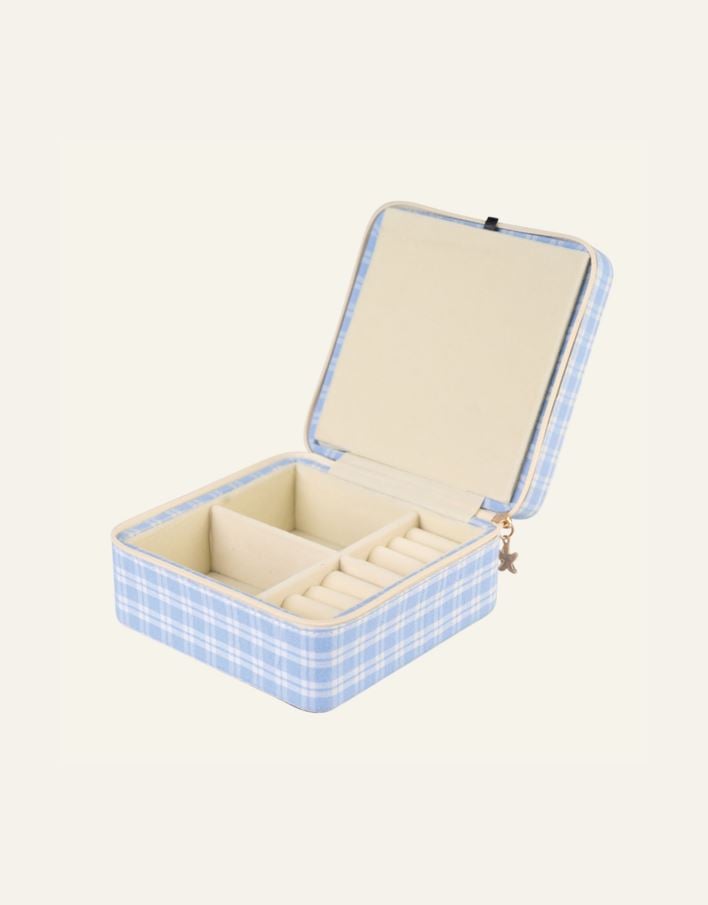 Smykkeskrin m/glidelås lys blå - 2