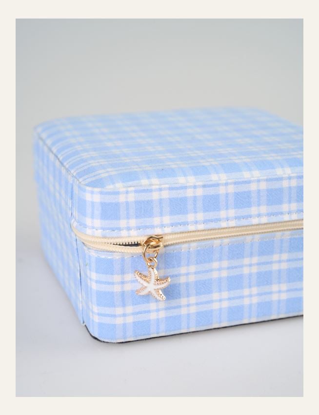 Smykkeskrin m/glidelås lys blå - 3