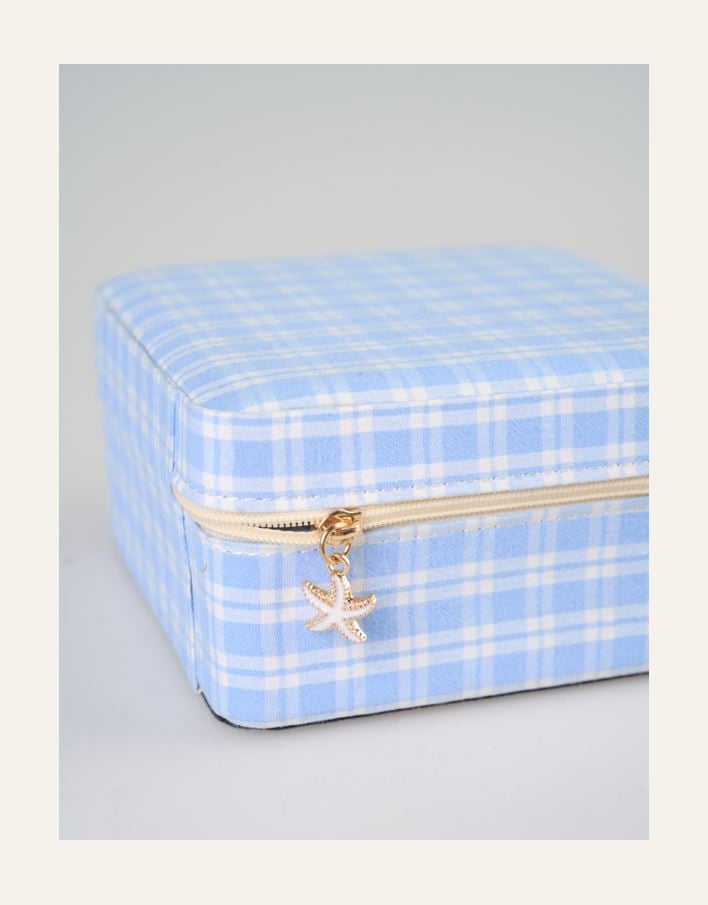 Smykkeskrin m/glidelås lys blå - 3