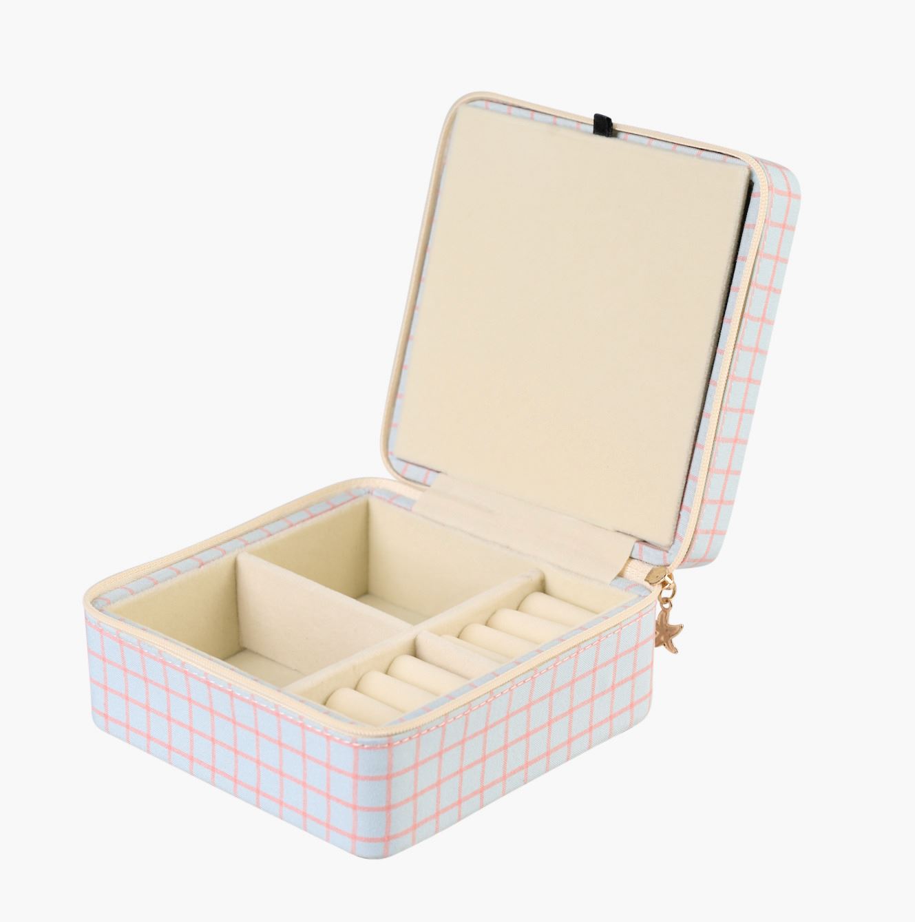 Smykkeskrin m/glidelås lys blå - 2