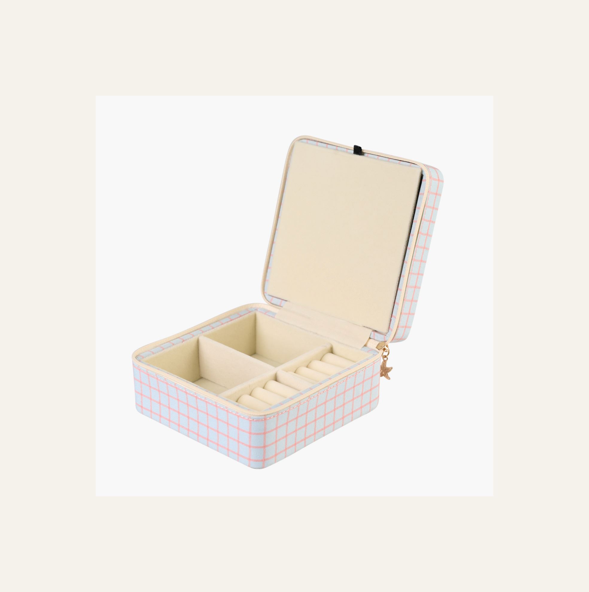 Smykkeskrin m/glidelås lys blå - 2