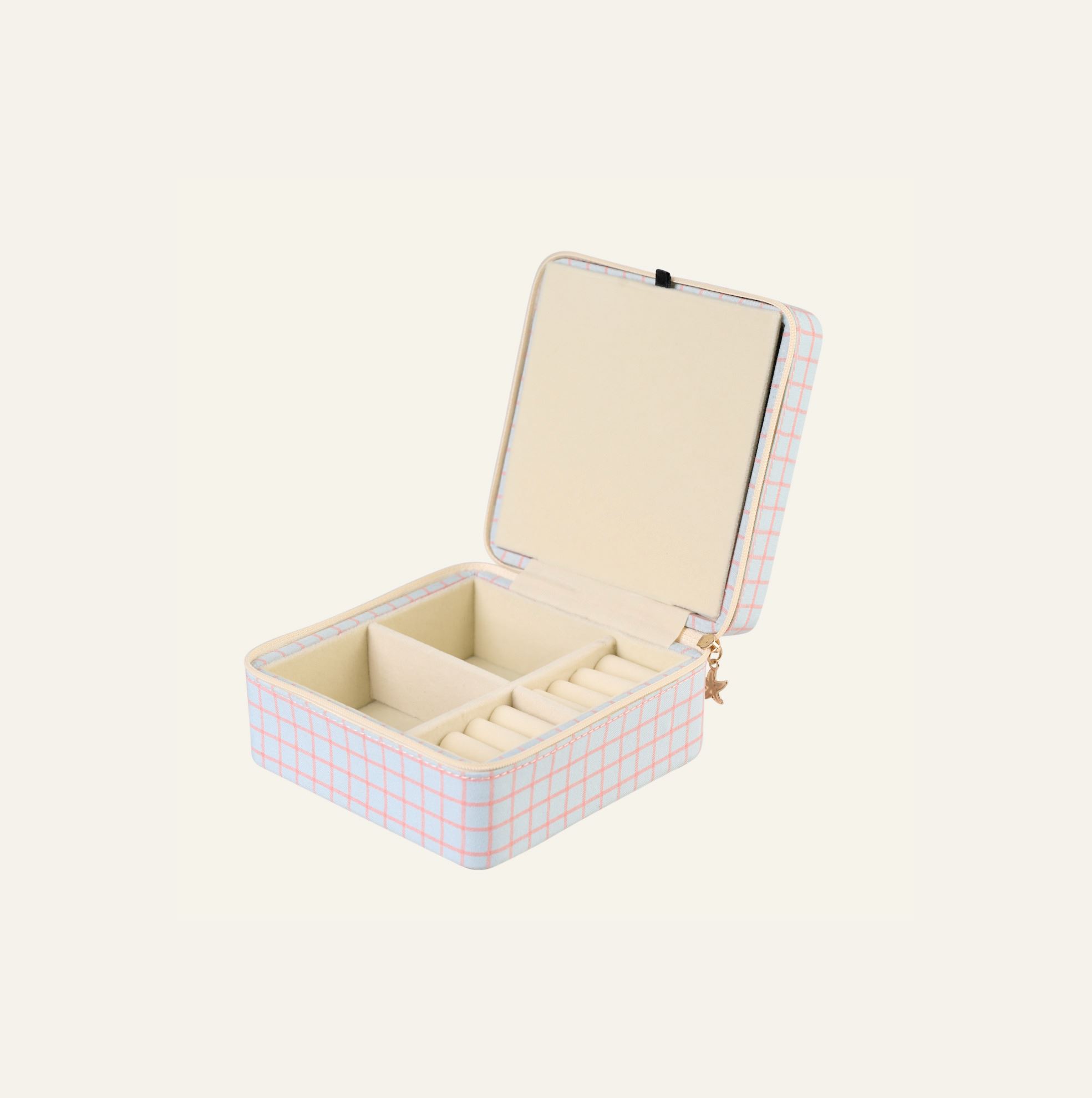 Smykkeskrin m/glidelås lys blå - 2