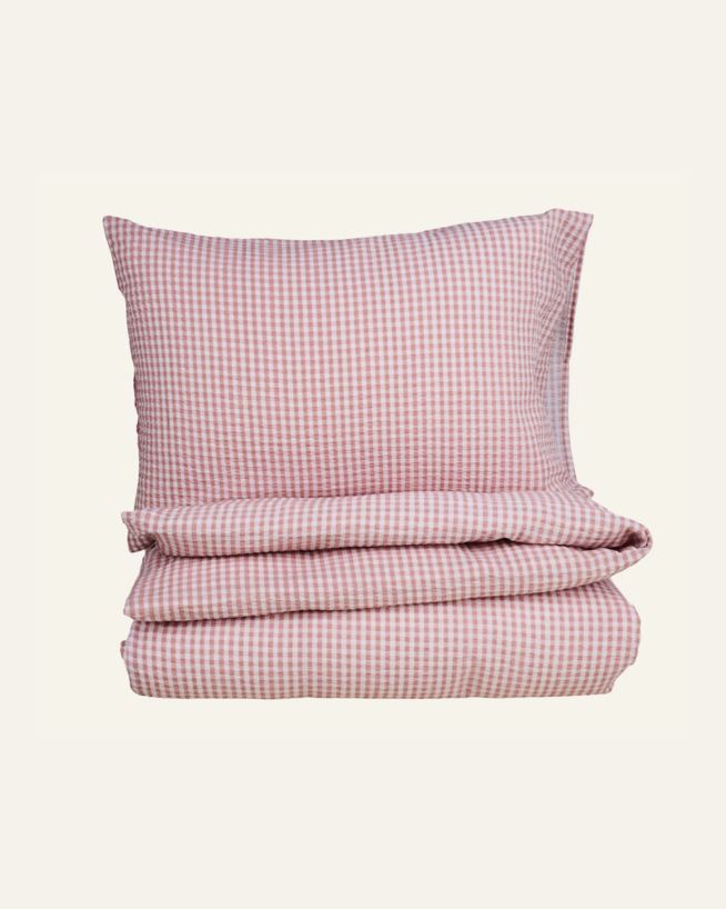 Krepp sengesett rosa - 140x200 cm/50x70 cm rosa - 1