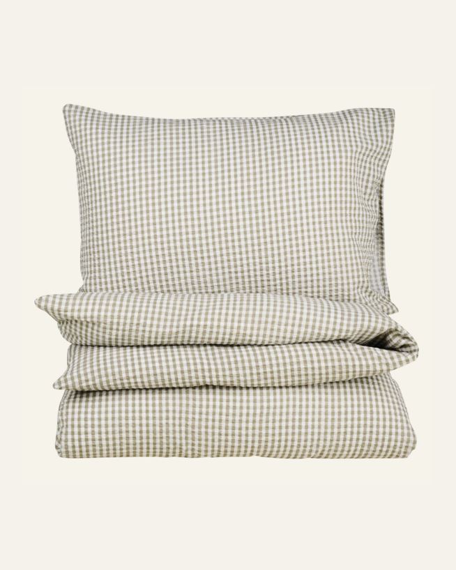 Krepp sengesett olivengrønn - 140x220 cm olivengrønn - 1