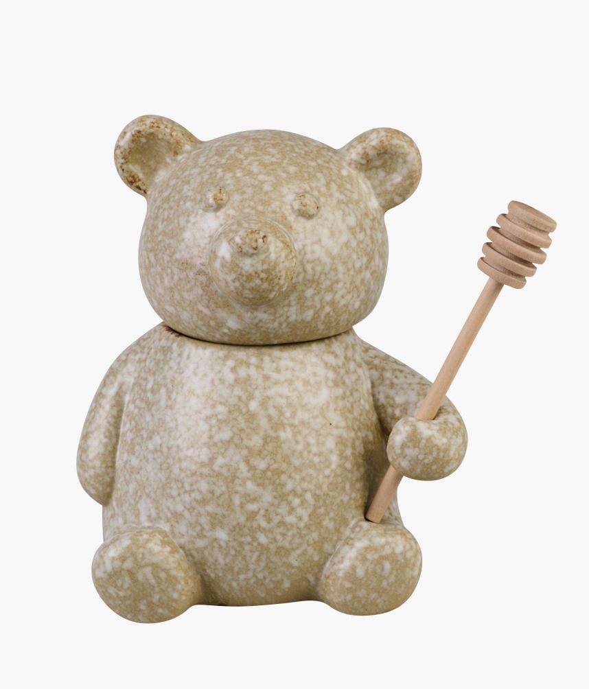 Krukke m/lokk beige - 13,5x10,5x9,5 cm beige - 1