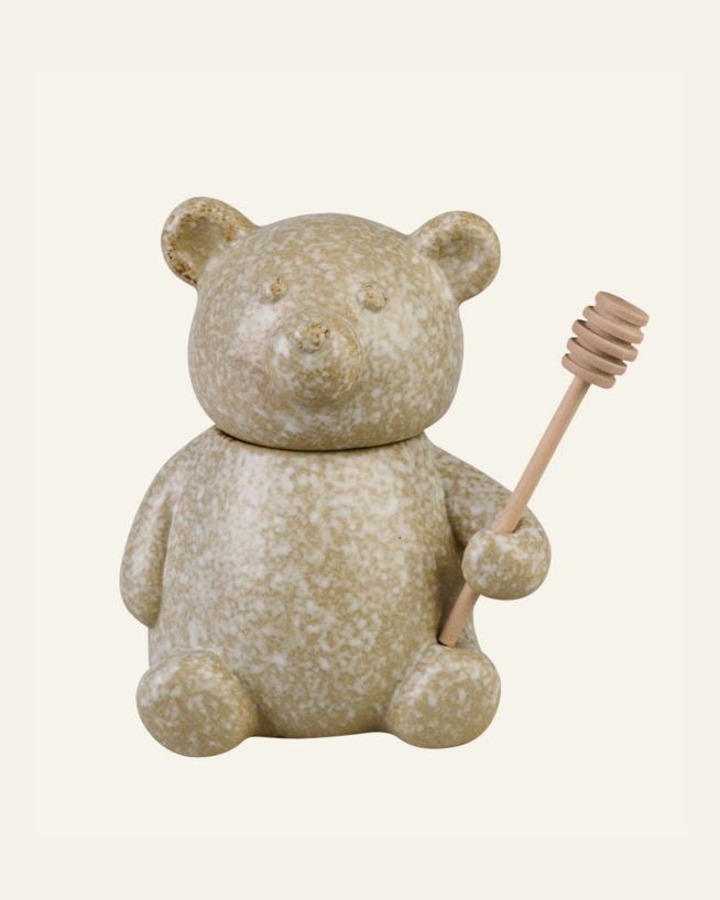 Krukke m/lokk beige - 13,5x10,5x9,5 cm beige - 1