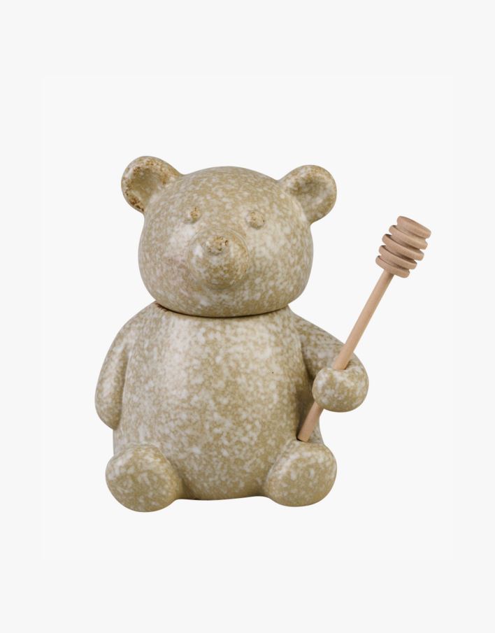 Krukke m/lokk beige - 13,5x10,5x9,5 cm beige - 1