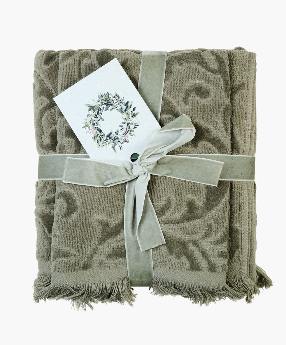 Håndklesett olivengrønn - 70x140cm/40x60cm olivengrønn - 1