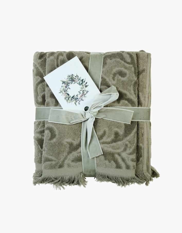 Håndklesett olivengrønn - 70x140cm/40x60cm olivengrønn - 1