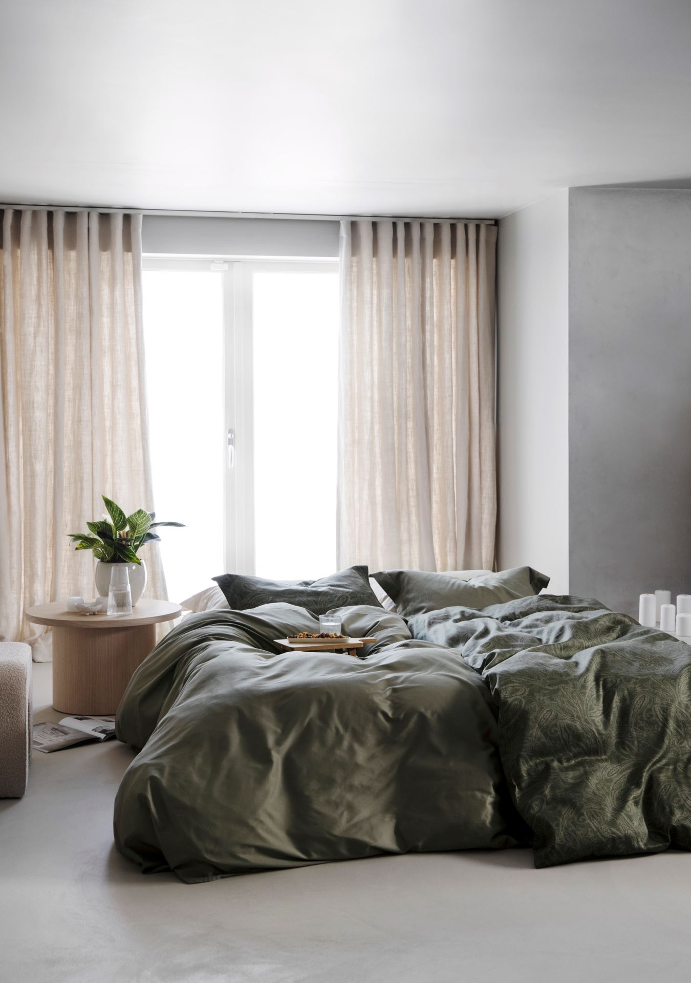 Egyptisk bomull sateng sengesett olivengrønn - 5