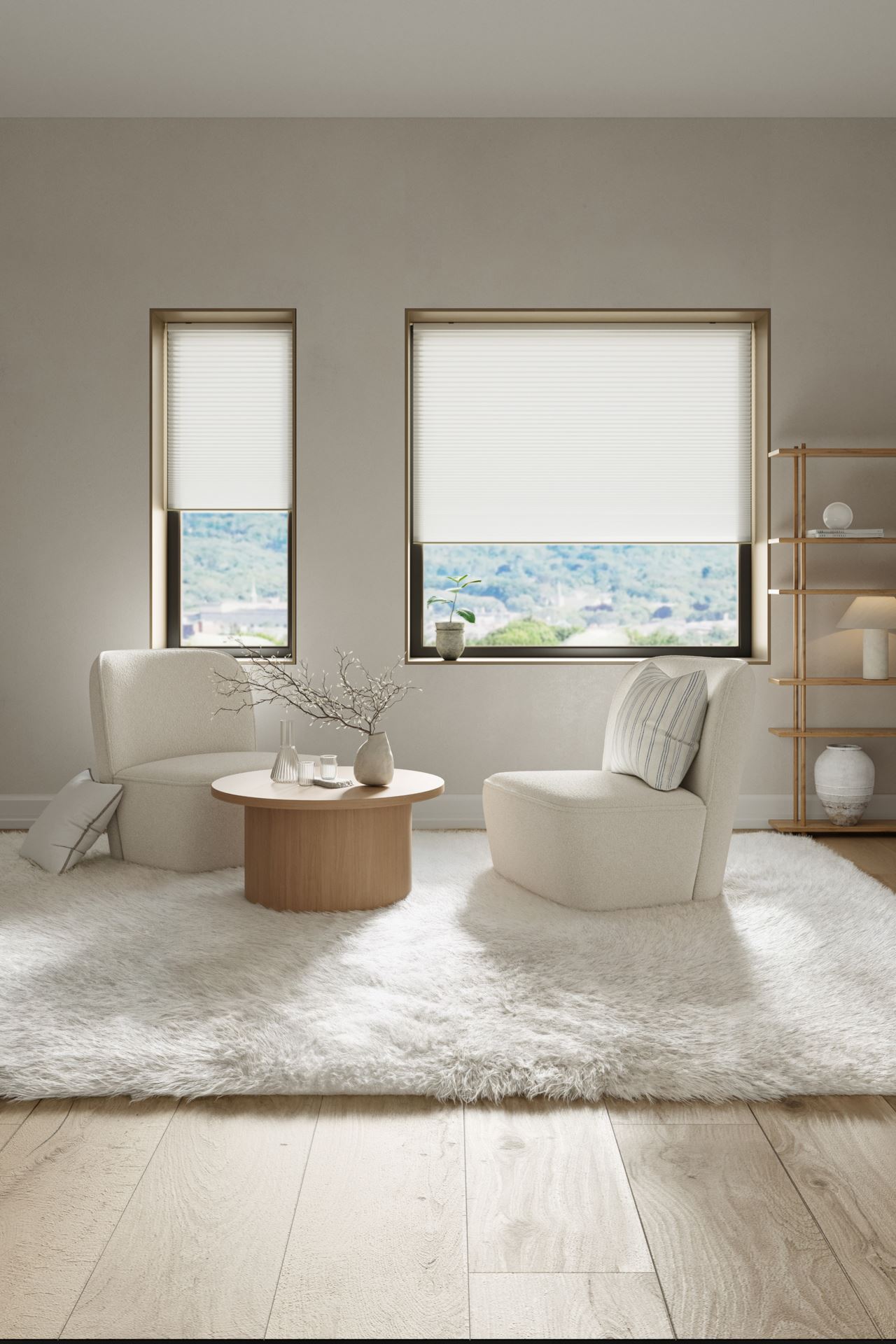 Lysfilt. dobbel plisségardin hvit - 2