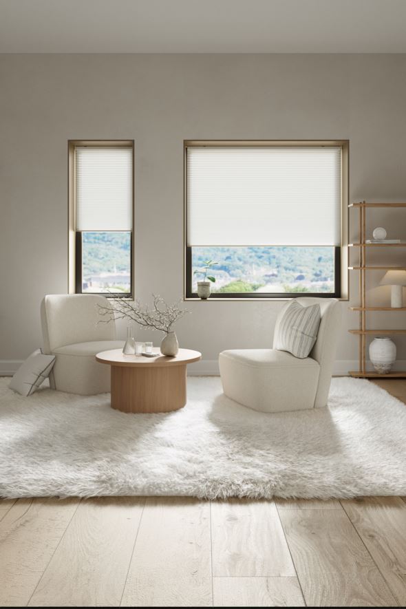 Lysfilt. dobbel plisségardin hvit - 2