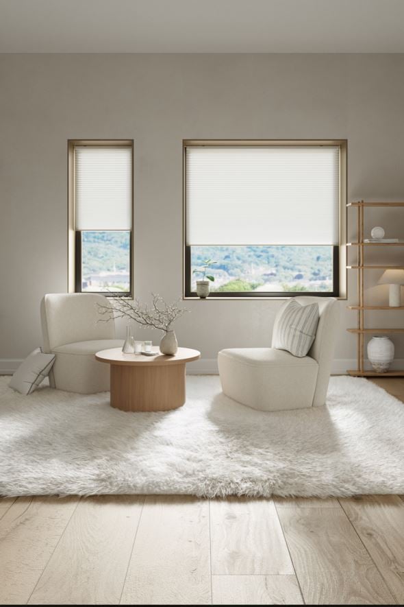 Lysfilt. dobbel plisségardin hvit - 2